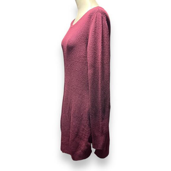 Free For All Long Tunic Sweater Burgundy Large - Picture 2 of 5